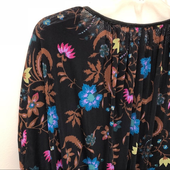 Free People Tops - Floral Print Mesh Blouse